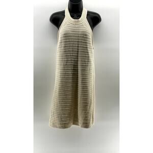 GAP Women's Cream Crewneck Crochet Knit Sleeveless A-Line Mini Dress SZ L